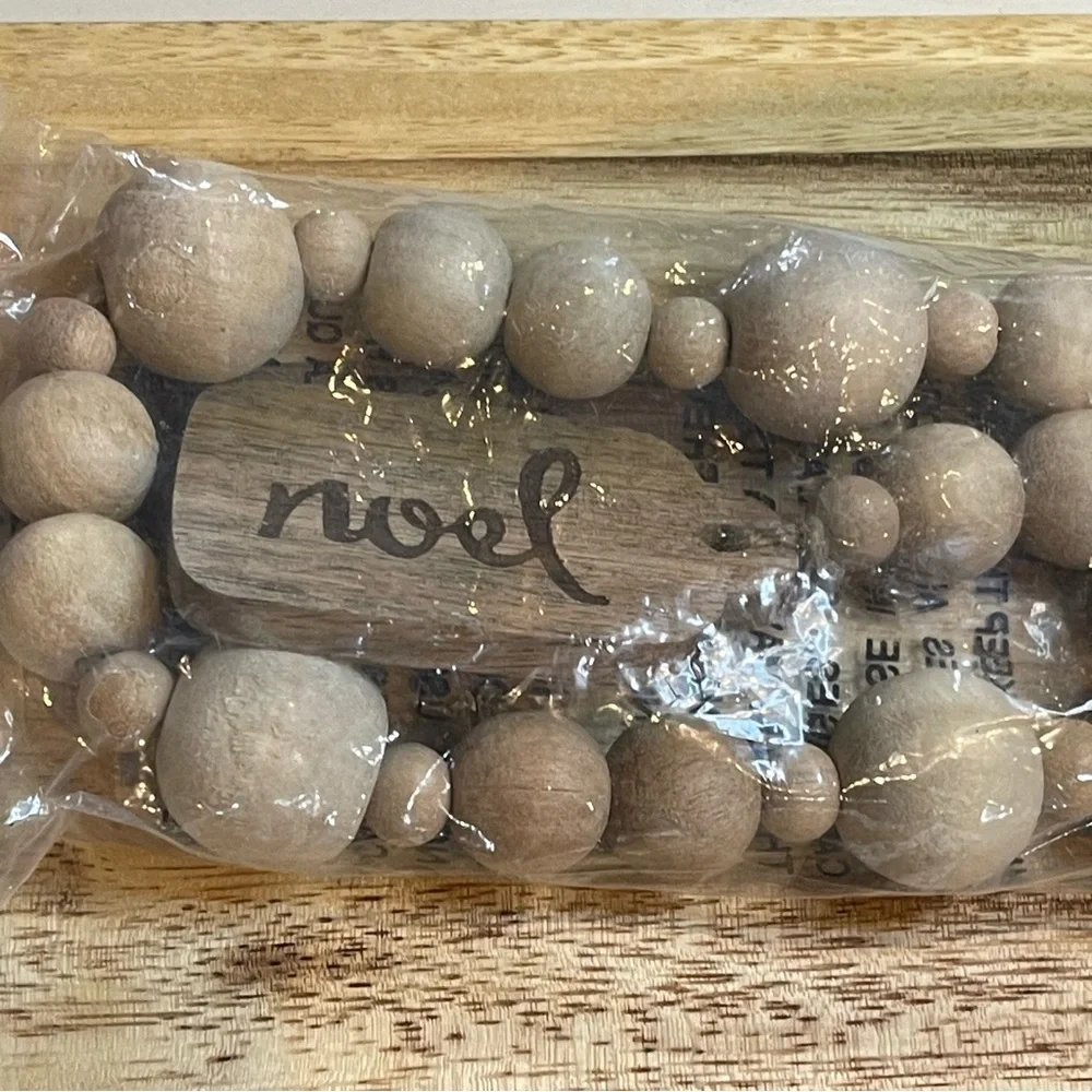 Noel Wooden Beads Tier Tray Decor 2’